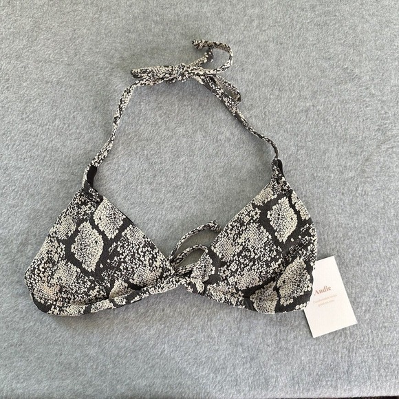 Andie Swimwear The String Bikini Top Women Sz Medium Snake Print Removable Pads - Picture 3 of 11